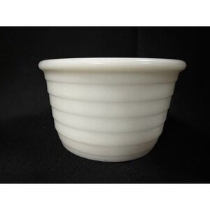 Vtg White Ribbed Unmarked Pyrex? Thick Milk Glass Mixing Bowl 6" Wide 4" Tall